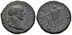 Roman Imperial Trajan. Sestertius. 103-107 AD. Rome. (Ric-II 503). (Woytek-200b). (Bmcre-800). Anv.: IMP CAES NERVAE TRAIANO AVG GER DAC P M TR P COS V P P, laureate bust to right, slight drapery on f