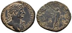 Roman Imperial Hadrian. Dupondius. 119-122 AD. Rome. (Ric-II 603). Anv.: IMP CAESAR TRAIANVS HADRIANVS AVG PM TRP COS III. Radiate bust right, slight drapery. Rev.: PROVIDENTIA DEORVM, Hadrian, togate