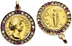 Roman Imperial Diva Faustina. Aureus. 141-161 AD. Rome. (Ric-III 357a). (Bmcre-403). (Cal-1758b). Anv.: DIVA FAVSTINA, diademed and draped bust to right. Rev.: AVGVSTA, Ceres standing facing, veiled h