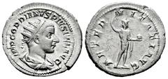 Roman Imperial Gordian III. Antoninianus. 241-243 AD. Rome. (Ric-83). (Seaby-41). Anv.: IMP GORDIANVS PIVS FEL AVG, radiate, draped and cuirassed bust to right. Rev.: AETERNITATI AVG, Sol standing to 