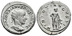 Roman Imperial Gordian III. Antoninianus. 241-243 AD. Rome. (Ric-IV 95). (Rsc-404). Anv.: IMP GORDIANVS PIVS FEL AVG, radiate, draped and cuirassed bust to right. Rev.: VIRTVTI AVGVSTI, Hercules stand