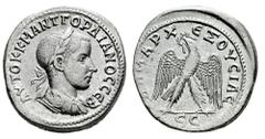 Roman Imperial Gordian III. Seleucis and Pieria. Tetradrachm. 242-244 AD. Antioch. (RPC-VII 2). (McAlee-860). Anv.: AYTOK K M ANT ΓOΡΔΙΑΝΟC CЄB, laureate, draped and cuirassed bust to right. Rev.: ΔΗM