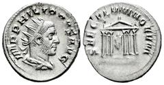 Roman Imperial Philip I. Antoninianus. 248 AD. Rome. (Ric-IV 25b). (Rsc-198). Anv.: IMP PHILIPPVS AVG, radiate, draped and cuirassed bust to right. Rev.: SAECVLVM NOVVM, hexastyle temple enclosing sta