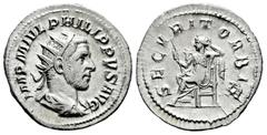 Roman Imperial Philip I. Antoninianus. 244-247 AD. Rome. (Ric-IV 48b). (Rsc-215). Anv.: IMP M IVL PHILIPPVS AVG, radiate, draped and cuirassed bust to right. Rev.: SECVRIT ORBIS, Securitas seated to l