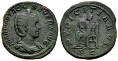 Roman Imperial Otacilia Severa. Sestertius. 244-249 AD. Rome. (Ric-209a). Anv.: MARCIA OTACIL SEVERA AVG, diademed and draped bust right. Rev.: PVDICITIA AVG. Pudicitia veiled seated left drawing veil