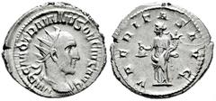 Roman Imperial Trajan Decius. Antoninianus. 249-251 AD. Rome. (Ric-IV 28b). (Seaby-105). Rev.: VBERITAS AVG, Uberitas standing to left, holding purse and cornucopiae. Ag. 3,88 g. Choice VF. Est...45,0