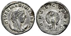 Roman Imperial Diva Mariniana. Antoninianus. 254-256 AD. Rome. (Ric-3). (Rsc-2). Anv.: DIVAE MARINIANAE, diademed, veiled and draped bust right, set on crescent. Rev.: CONSECRATIO, peacock in splendou