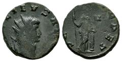 Roman Imperial Gallienus. Antoninianus. 264-265 AD. Rome. (Ric-Unlisted). (Mir-Unlisted). Anv.: (GAL)LIEVS AV(G), radiate bust to right. Rev.: SE(CVRIT PE)RPET, Security standing to left leaning on co