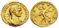 Roman Imperial Aurelian. Aureus. 270-275 AD. Mediolanum. (Ric-V 15). (Cal-4050b). (Toffanin-400/2). Anv.: IMP C L DOM AVRELIANVS P F AVG, laureate and cuirassed bust right. Rev.: VIRTVS AVG, Mars walk