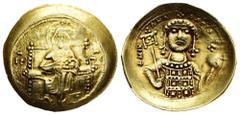 Byzantine Empire Michael VII Ducas. Histamenon nomisma. 1071-1078 AD. Constantinople. (Doc-1). (Sear-1869). Anv.: Christ nimbate, seated facing on square-backed throne, wearing tunic and pallium, rais
