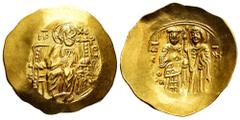 Byzantine Empire John II Comneus. Hyperpyron. 1137-1143 AD. Thessalonica. (Doc-7a). (Sear-1950). Anv.: (⧾ K)Є ROH(ΘЄI). Christ Pantokrator enthroned from the front; IC-XC across the upper fields. Rev.