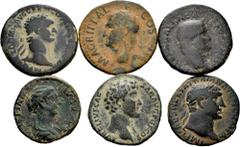 Large Lots Lot of 6 coins of the Roman Empire. As and dupondius of the following emperors: Galba, Domitian, Agrippa, Trajan, Marcus Aurelius, and Crispina. All different. Ae. TO EXAMINE. Almost F/Almo