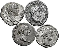 Large Lots Lot of 4 denarii from the Roman Empire; Vespasian, Caracalla, Septimius Severus and Marcus Aurelius. TO EXAMINE. Choice F/Almost VF. Est...200,00. Spanish Description: Lote de 4 denarios de
