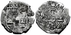 Philip IV (1621-1665) Philip IV (1621-1665). 4 reales. Potosi. Ag. 14,01 g. Crowned-L countermark within border of dots. Recovered from: Capitana, sunk in 1654 off Chanduy, Ecuador. Ex Balsach Peig Co