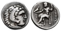 Greek Coins Kingdom of Macedon. Philip III Arrhidaios. Drachm. 336-323 a.C. Lampsakos. In the name and types of Alexander III. (Price-1365 var). Anv.: Head of Herakles to right, wearing lion skin head