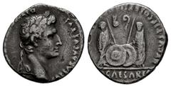 Roman Imperatorial Augustus. Denarius. 7-6 a. C. Lugdunum. (Ffc-22). (Ric-207). (Cal-852). Anv.: CAESAR AVGVSTVS DIVI. F. PATER. PATRIE, his laureate head right. Rev.: C.L. CAESARES AVGVSTI. F. COS. D