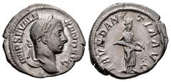 Roman Imperial Severus Alexander. Denarius. 228-231 d.C. Rome. (Ric-184). Anv.: IMP SEV ALEXAND AVG, laureate bust right, drapery on far shoulder. Rev.: ABUNDANTIA AVG, Abundantia standing right, empt