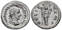 Roman Imperial Gordian III. Antoninianus. 243-244 d.C. Rome. (Ric-IV 140). (Rsc-71). Anv.: IMP GORDIANVS PIVS FEL AVG, radiate, draped and cuirassed bust to right. Rev.: FELICIT TEMP, Felicitas standi