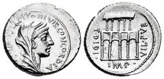 Roman Republican Didius. Titus Didius, Imperator y P.Fonteius Capito. Denarius. 55 BC. Rome. (Ffc-678). (Craw-429/2a). (Cal-541). Anv.: (P. FON)TEIVS CAPITO III VIR. CONCORDIA., diademed and veiled he