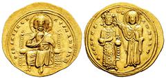 Byzantine Empire Romanus III. Histamenon nomisma. 1028-1034 AD. Constantinople. (Doc-1b). (Sear-1819). Anv.: + IhS XIS RЄX RЄςNANTIҺm, Christ Pantokrator enthroned facing. Rev.: ΘCЄ ЬOHΘ RѠmAҺѠ, the V