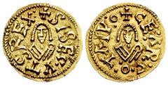 Visigothic Coins Sisebuto (612-621). Tremissis. Cesaragusta. (Cnv-269.1 mismo ejemplar). (R. Pliego-247b). Anv.: ✠SISEC·VTSREX⠅. Rev.: ✠CE:AR:C·o:TAIV:o. Au. 1,47 g. Very rare. AU. Est...5000,00. Span