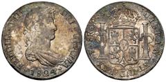Ferdinand VII (1808-1833) Ferdinand VII (1808-1833). 8 reales. 1824. Potosi. PJ. (Cal-1391). Ag. 27,12 g. Minor hairlines. Iridescent patina. Scarce in this grade. Ex Áureo&Calicó Selección (17/03/202