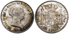 Elizabeth II of Spain (1833-1868) Elizabeth II (1833-1868). 20 reales. 1851. Barcelona. (Cal-570). Ag. 26,25 g. Original luster. Very rare, seldom ofered in this high grade. Ex Aureo&Calico (24/10/201