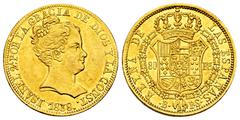 Elizabeth II of Spain (1833-1868) Elizabeth II (1833-1868). 80 reales. 1838. Barcelona. PS. (Cal-701). Au. 6,73 g. ...Y LA CONST. Original luster. Scarce in this condition. Ex Áureo&Calicó (24-01-2019
