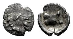 Greek Coins Lycia. Maussollos. Hemiobol. siglo IV a.C. Anv.: Head of lion right. Rev.: Astragalos; AP-Ñ (in Lycian) around. Ag. 0,29 g. VF. Est...100,00. Spanish description: Lycia. Maussollos. Hemiób