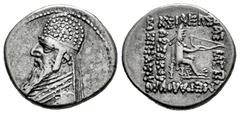 Greek Coins Kingdom of Parthia. Mithradates II. Drachm. 96/5-93/2 a.C. Ekbatana. (Sellwood-28.3). (Sunrise-298). Anv.: Diademed and draped bust to left, wearing tiara decorated with eight-rayed star, 