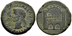 Celtiberian Coins Emerita Augusta. Time of Tiberius. Dupondius. 14-36 AD. Mérida (Badajoz). (Abh-1037). (Acip-3407a). Anv.: TI. CAESAR. AVGVSTVS. PONT. MAX. IMP. Laureate head of Tiberius left. Rev.: 