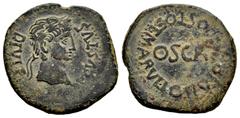 Celtiberian Coins Osca. Augustus period. Half unit. 24 BC - 14 AD. Huesca. (Abh-1932). (Acip-3214). Anv.: AVGVSTVS. DIVI. F. around laureate head of Augustus right. Rev.: In the center, OSCA, legend C