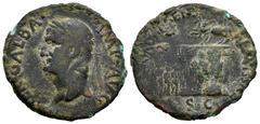 Roman Imperial Galba. Unit. 68 AD. Tarraco. (Ric-78). (Bmc-205 note). (Ch-165). Anv.: SER GALBA IMP AVG Laureate head of Galba to left, with globe at point of bust. Rev.: QVADRAGENS REMISSAE / S C Arc