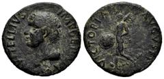Roman Imperial Vitellius. Unit. 69 d.C. Tarraco. (Ric-I 46). (Bmcre-107). Anv.: A VITELLIVS IMP GERMAN, laureate head to left, globe at point of bust. Rev.: VICTORIA AVGVSTI, Victory advancing to left