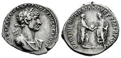 Roman Imperial Hadrian. Denarius. 117 d.C. Rome. (Ric-2c). (Bmc-2). (C-1009). Anv.: IMP CAES TRAIAN HADRIAN OPT AVG GER DAC Laureate and cuirassed bust to right. Rev.: PARTHIC DIVI TRAIAN AVG F P M TR