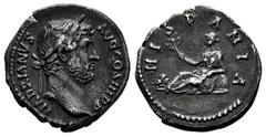 Roman Imperial Hadrian. Denarius. 134-138 AD. Rome. (Ric-306). (Rsc-834). Anv.: HADRIANVS AVG COS III P P, bare head right. Rev.: HISPANIA, Hispania reclining left, holding branch, resting arm on rock