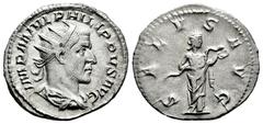 Roman Imperial Philip I. Antoninianus. 244-247 d.C. Rome. (Ric-46b). (Rsc-209). Anv.: IMP M IVL PHILIPPVS AVG, radiate, draped and cuirassed bust right. Rev.: SALVS AVG, Salus standing right feeding s