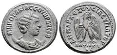 Roman Imperial Otacilia Severa. Seleucis and Pieria. Tetradrachm. 247 d.C. Antioch. (Prieur-383). (McAlee-1096). Anv.: MAP ΩTAKIΛ CEOVHPAN CEB, diademed and draped bust to right; crescent behind. Rev.