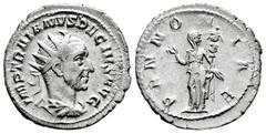Roman Imperial Trajan Decius. Antoninianus. 249-251 d.C. Rome. (Ric-5). Anv.: IMP TRAIANVS DECIVS AVG. Radiate, draped and cuirassed bust right. Rev.: PANNONIAE. Pannonia, veiled, standing left, head 
