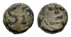 Visigothic Coins Nummus. Second half of the VII century. Ispali (Sevilla). (Crusafont-Group A, type 4). Anv.: SP. Rev.: Latin cross on two steps. Ae. 0,46 g. Scarce. VF. Est...100,00. Spanish descript