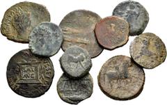 Large Lots Lot of 10 Iberian bronzes; Units of Bilbilis, Carmo, Ilici and Sagunto; Semis of Calagurris, Carmo, Carteia and Kastulo (2). TO EXAMINE. Almost F/Choice F. Est...150,00. Spanish description