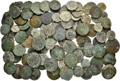 Large Lots Lot of 100 coins from the Lower Roman Empire. Great variety of values, mints and Emperors such as: Valentinian, Theodosius, Arcadius, Honorius, Magnus Maximus, Gratian, Claudius II, Gallien