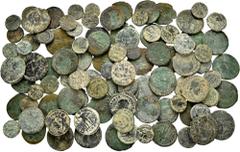 Large Lots Lot of 100 coins from the Lower Roman Empire. Great variety of values, mints and Emperors such as: Constantine, Constantine II, Constantius, Valentinian, Theodosius, Arcadius, Helena, Decen