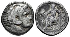 Greek Coins Reino de Macedonia. Filipo III Arrhidaios. Tetradracma. 325-323/2 a.C. Amphipolis. Acuñado bajo Antipater, en nombre y tipo de Alejandro III. (Price-105). Anv.: Cabeza de Heracles a la der
