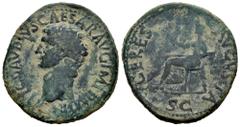 Roman Imperial Claudio I. Dupondio. 41-50 d.C. Roma. (Ric-I 94). (Bmcre-139). Anv.: TI CLAVDIVS CAESAR AVG IMP P M TR P. Cabeza descubierta a la izquierda. Rev.: CERES AVGSTA. Ceres sedente a izquierd