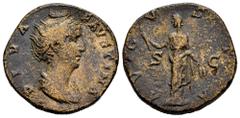 Roman Imperial Diva Faustina. Dupondio. 141 d.C. Roma. (Ric-III 1171). (Bmcre-1568). Anv.: DIVA FAVSTINA. Busto drapeado a la derecha. Rev.: AVGVSTA. Ceres en pie hacia la izquierda, portando antorcha
