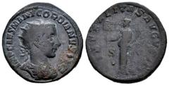 Roman Imperial Gordiano III. Dupondio. 240 d.C. Roma. (Ric-IV 269b). Anv.: IMP CAES M ANT GORDIANVS AVG. Busto radiado, drapeado y con coraza a la derecha. Rev.: LIBERALITAS AVGVSTI II. Liveralitas en