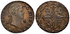 Ferdinand VII (1808-1833) Ferdinand VII (1808-1833). 8 maravedis. 1820. Segovia. (Cal-218). Ae. 11,38 g. A good sample. Scarce in this grade. Ex Áureo 267 (22.04.2015), lot 231. Almost XF. Est...150,0