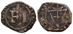 Philip IV (1621-1665). 4 cornados. Pamplona. (Cal-72 var.). (Ros-4.5.24/6). Anv.: F I flanked by roundels. (P)HILIPV(S ◦ D) ◦ G ◦ R ◦ N. Rev.: Crowned triangular arms of Navarre flanked by two P-P sur