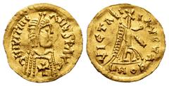 Pseudo-imperial coinage Pseudo-imperial coinage. In the name of Justinianus I. Tremissis. (Tomasini-JAN 2). (R. Pliego-No cita). Anv.: ϽIIIVITIИI-ANVSPAVC. Diademed, draped bust right, cross on the ch